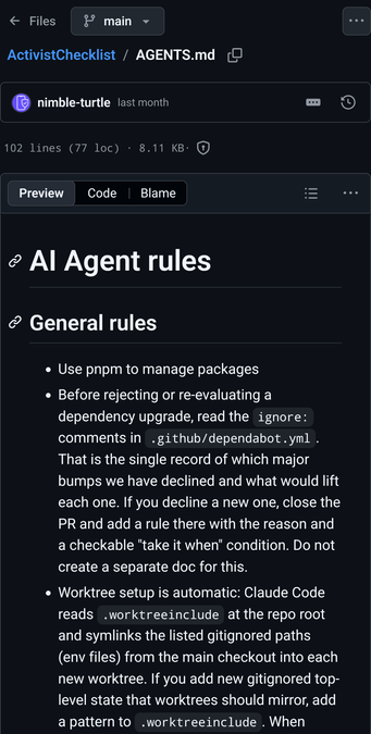 GitHub repository with AGENTS.md
